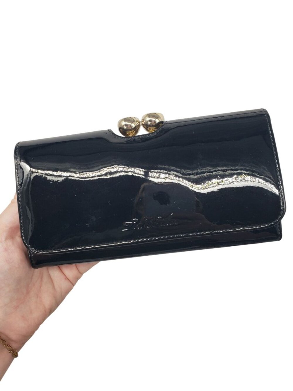 Ted Baker London Anitah Black Kisslock Wallet Floral Interior with Box